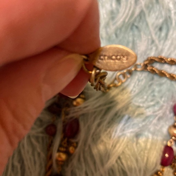 Double Strand Chicos Black, Burgundy & Gold Necklace - Picture 3 of 4